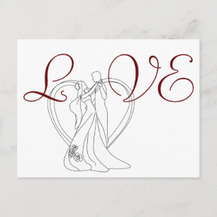 Elegant LOVE Wedding Couple Dancing with Heart Postcard