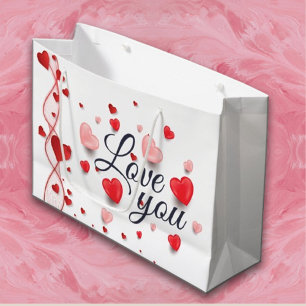 Elegant Love You For Valentine's Day Large Gift Bag