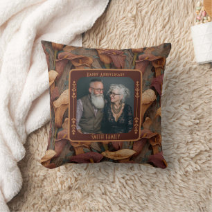Elegant Lovebird Wedding Anniversary Throw Pillow