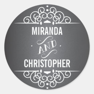 Elegant LoveChalkboard Personalized Favour Sticker