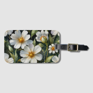 Elegant Lovely White Flowers Watercolor Chic Luggage Tag