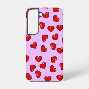 Elegant lovers Red heart pattern on lite purple Samsung Galaxy Case