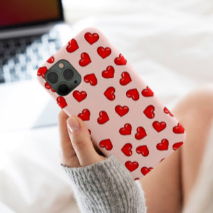 Elegant lovers Red heart pattern on Soft pink iPhone 13 Pro Max Case