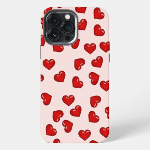 Elegant lovers Red heart pattern on Soft pink iPhone 13 Pro Max Case