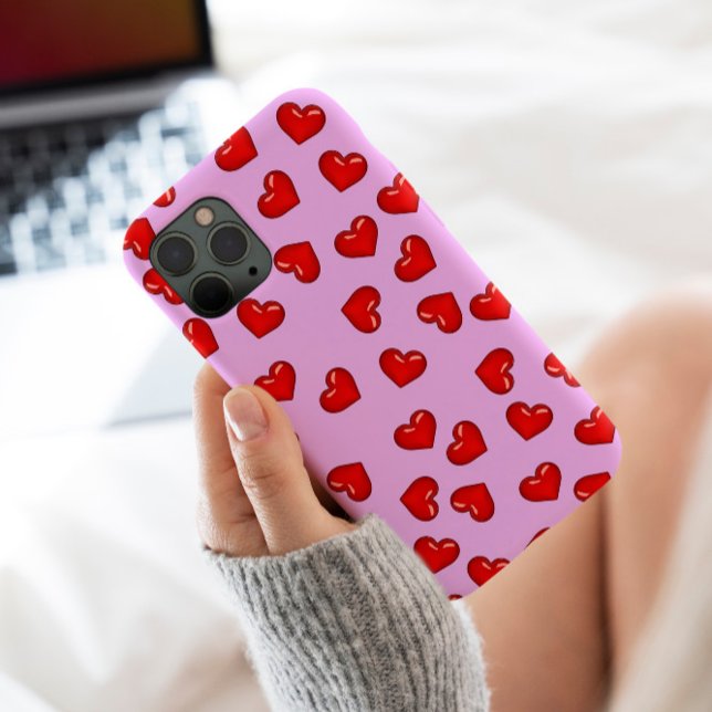 Elegant lovers Red heart pattern on soft purple Case-Mate iPhone Case (Creator Uploaded)
