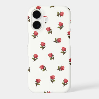 Elegant Low-Poly Red Rose Floral Pattern Phone Cas