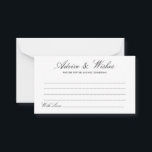 Elegant Lucia Script Wedding Advice & Wishes Card<br><div class="desc">Simple Elegant Black Lucia Script Wedding Advice & Wishes Card - Feel free to edit,  customize and personalize this simple yet beautiful wedding advice and wishes card. Edit options are available.</div>