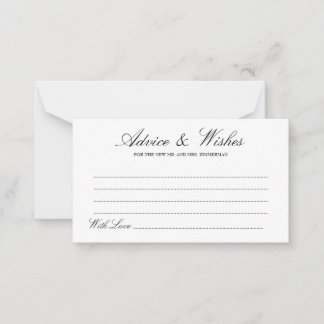 Elegant Lucia Script Wedding Advice & Wishes Card