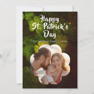 Elegant Lucky Shamrock Photo St. Patrick's Day Holiday Card