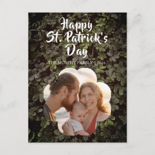 Elegant Lucky Shamrock Photo St. Patrick's Day Holiday Postcard