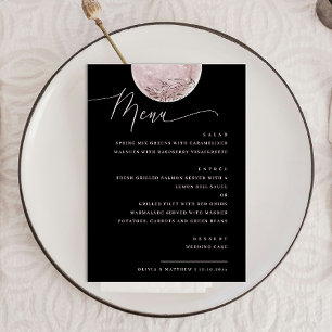 Elegant Lune Rose Menu de dîner de mariage céles