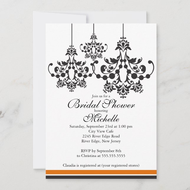 Elégant lustre nuptiale douche Invitation (Devant)