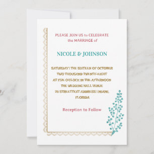 Elegant luxe blue floral Wedding Invitation
