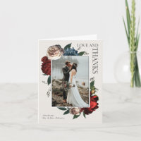 Elegant Luxe Floral Wedding Photo Thank YOu