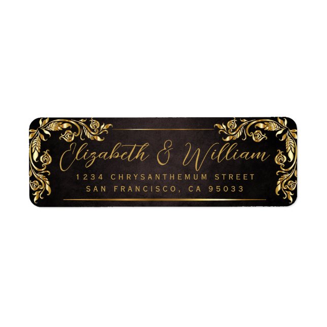 Elégant luxe Gold Floral & Dark Return Adresse (Devant)