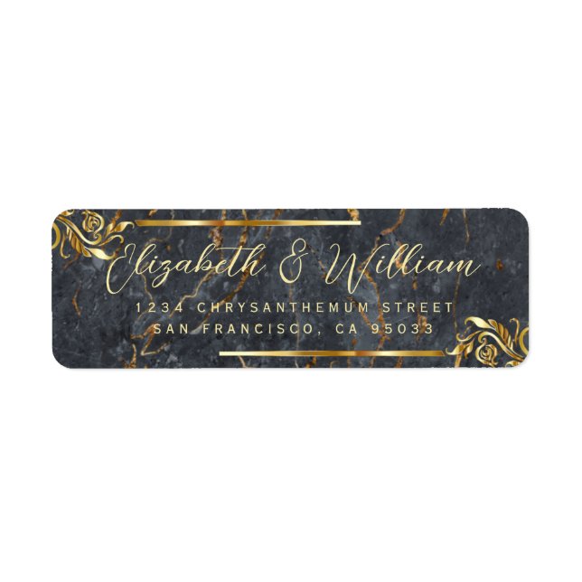 Elégant luxe Gold Frame & Marble Adresse de retour (Devant)