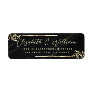 Elégant luxe Gold Frame & Marble Adresse de retour