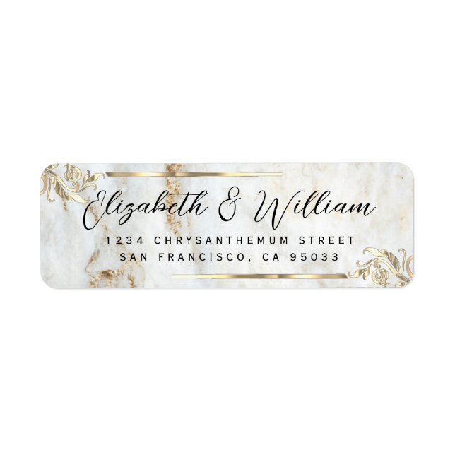 Elégant luxe Gold Frame & Marble Adresse de retour (Devant)