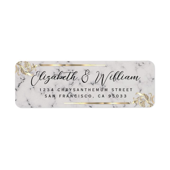 Elegant luxe Gold Frame & Marble Return Address  (Front)