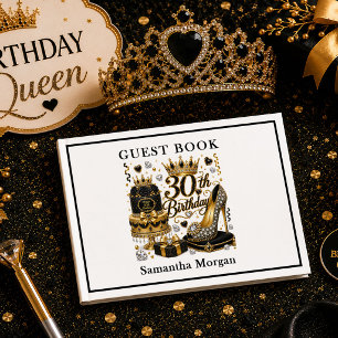 Elegant Luxe Gold Glitter Black And Gold Guest Boo Book