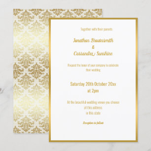 ELEGANT LUXE GOLD LACE WEDDING INVITATION