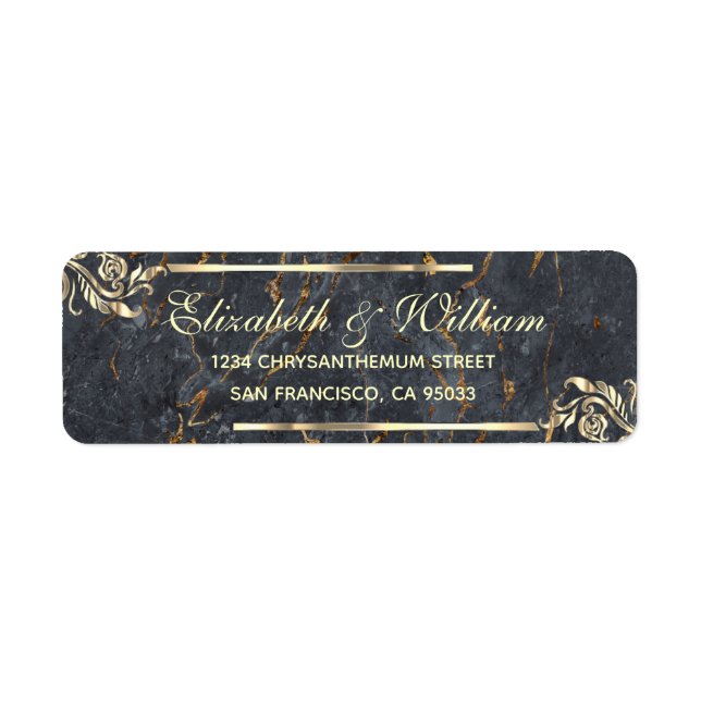 Elégant luxe Gold stone Retourner Adresse Label (Devant)