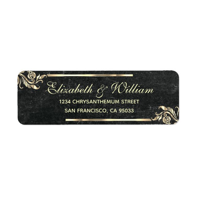 Elégant luxe Gold stone Retourner Adresse Label (Devant)