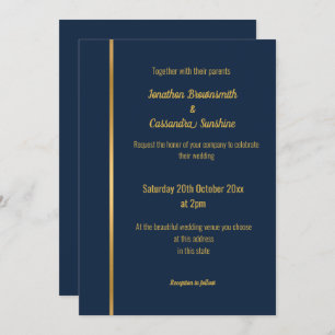 ELEGANT LUXE NAVY GOLD WEDDING  INVITATION