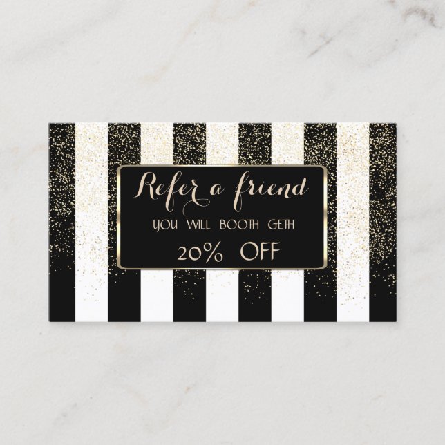 Elégant luxe rayé, Carte de référence Confetti (Devant)