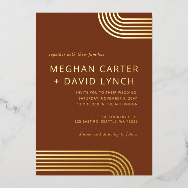 Elegant Luxe Terracotta Arched Gold Wedding  (Front)