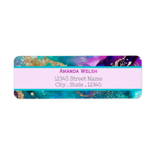 Élégant luxe violet rose sarcelle or adresse de re