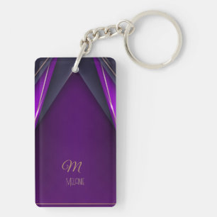 Élégant Luxueux Monogramme Moderne Violet Or Glamo