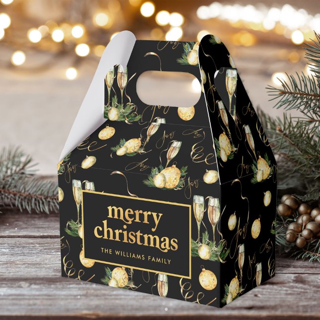 Elegant Luxurious Christmas Party Black Gold Favor Box (Creator Uploaded)