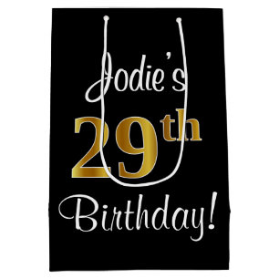 Elegant, Luxurious, Faux Gold Look 29th Birthday Medium Gift Bag