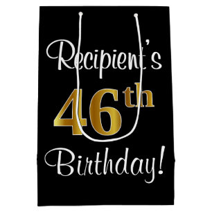 Elegant, Luxurious, Faux Gold Look 46th Birthday Medium Gift Bag