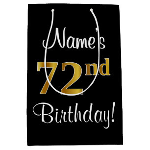 Elegant, Luxurious, Faux Gold Look 72nd Birthday Medium Gift Bag