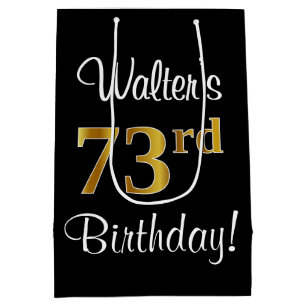 Elegant, Luxurious, Faux Gold Look 73rd Birthday Medium Gift Bag