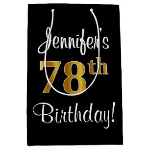 Elegant, Luxurious, Faux Gold Look 78th Birthday Medium Gift Bag