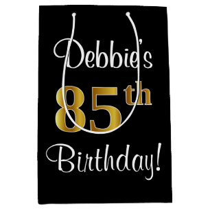 Elegant, Luxurious, Faux Gold Look 85th Birthday Medium Gift Bag