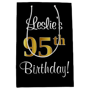 Elegant, Luxurious, Faux Gold Look 95th Birthday Medium Gift Bag