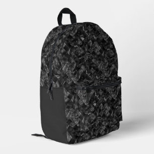 Elegant Luxury Black Faux Foil and Glitter Pattern Printed Backpack