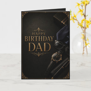 Elegant Luxury Black & Gold Birthday Card for Dad