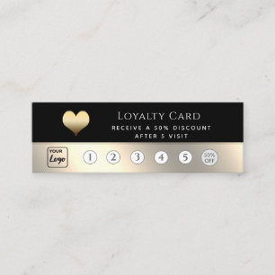 Elegant luxury black gold heart loyalty card