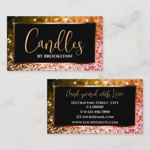 Elegant Luxury Black Orange Sparkling Glitter  Business Card