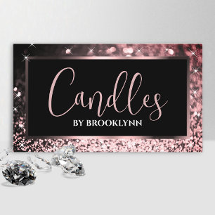 Elegant Luxury Black Rose Gold Sparkling Glitter Business Card