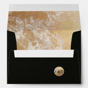 Elegant luxury black with gold marble wedding envelopes