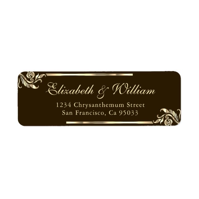 Elegant luxury Blue Gold Return Address   Label (Front)