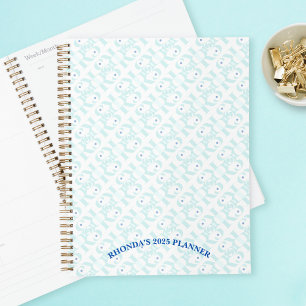 Elegant Luxury Blue Pattern Annual Event Schedule Planner