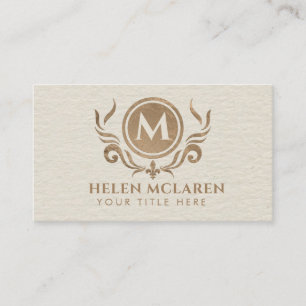 Elegant Luxury Bold  Monogram with Fleur-de-lis Business Card