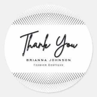Elegant Luxury Boutique White Black Classic Round Sticker